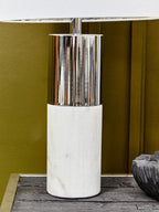 Marble Base Table Lamp with Ivory Shade