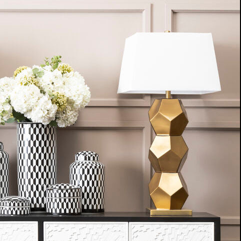 Gold Glass Table Lamp with Brushed Gold Base