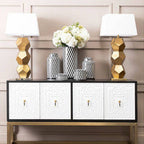 Gold Glass Table Lamp with Brushed Gold Base