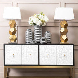 Gold Glass Table Lamp with Brushed Gold Base