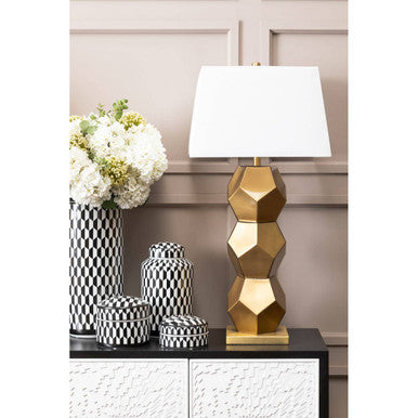 Gold Glass Table Lamp with Brushed Gold Base