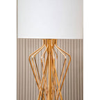 White Drum Shade Table Lamp with Bronze Crossover Frame