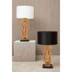 White Drum Shade Table Lamp with Bronze Crossover Frame