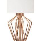 White Drum Shade Table Lamp with Bronze Crossover Frame