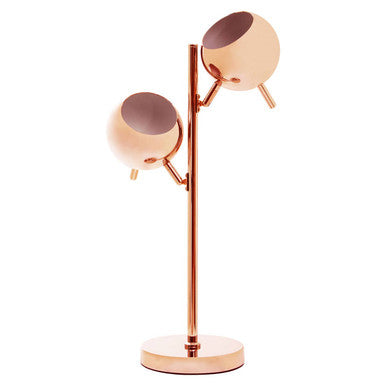 Copper Finish Table Lamp with Two Lights