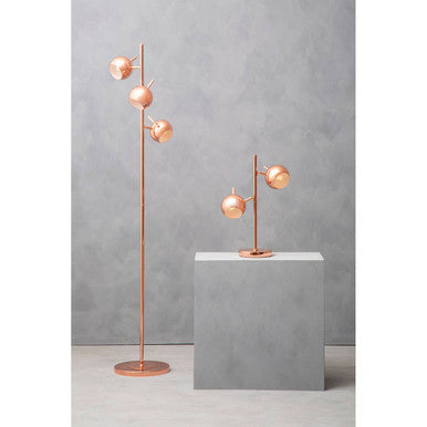 Copper Finish Table Lamp with Two Lights