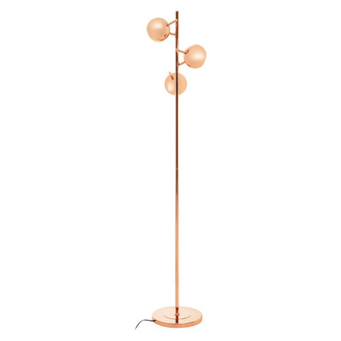 Copper Finish Floor Standing Lamp with Three Lights
