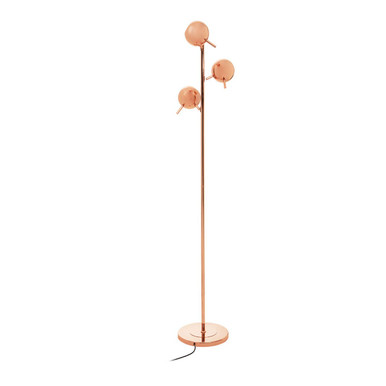 Copper Finish Floor Standing Lamp with Three Lights