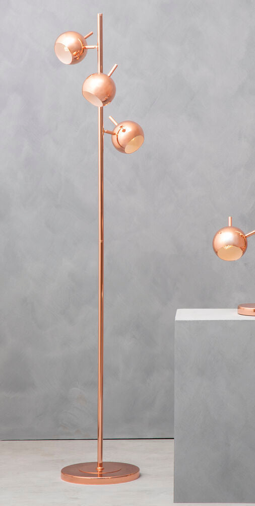 Copper Finish Floor Standing Lamp with Three Lights