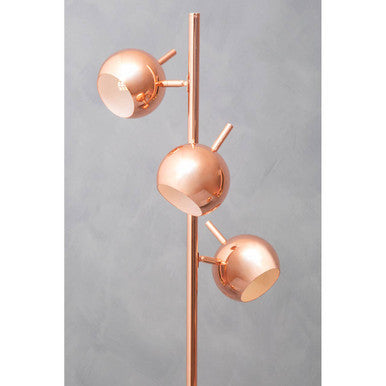 Copper Finish Floor Standing Lamp with Three Lights