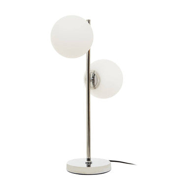 White Glass with Chrome Table Lamp
