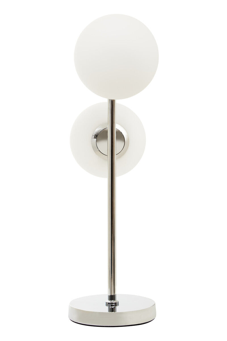 White Glass with Chrome Table Lamp