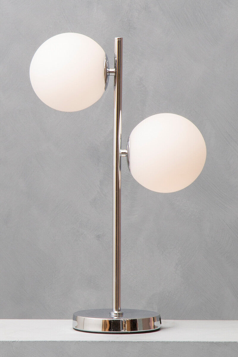 White Glass with Chrome Table Lamp