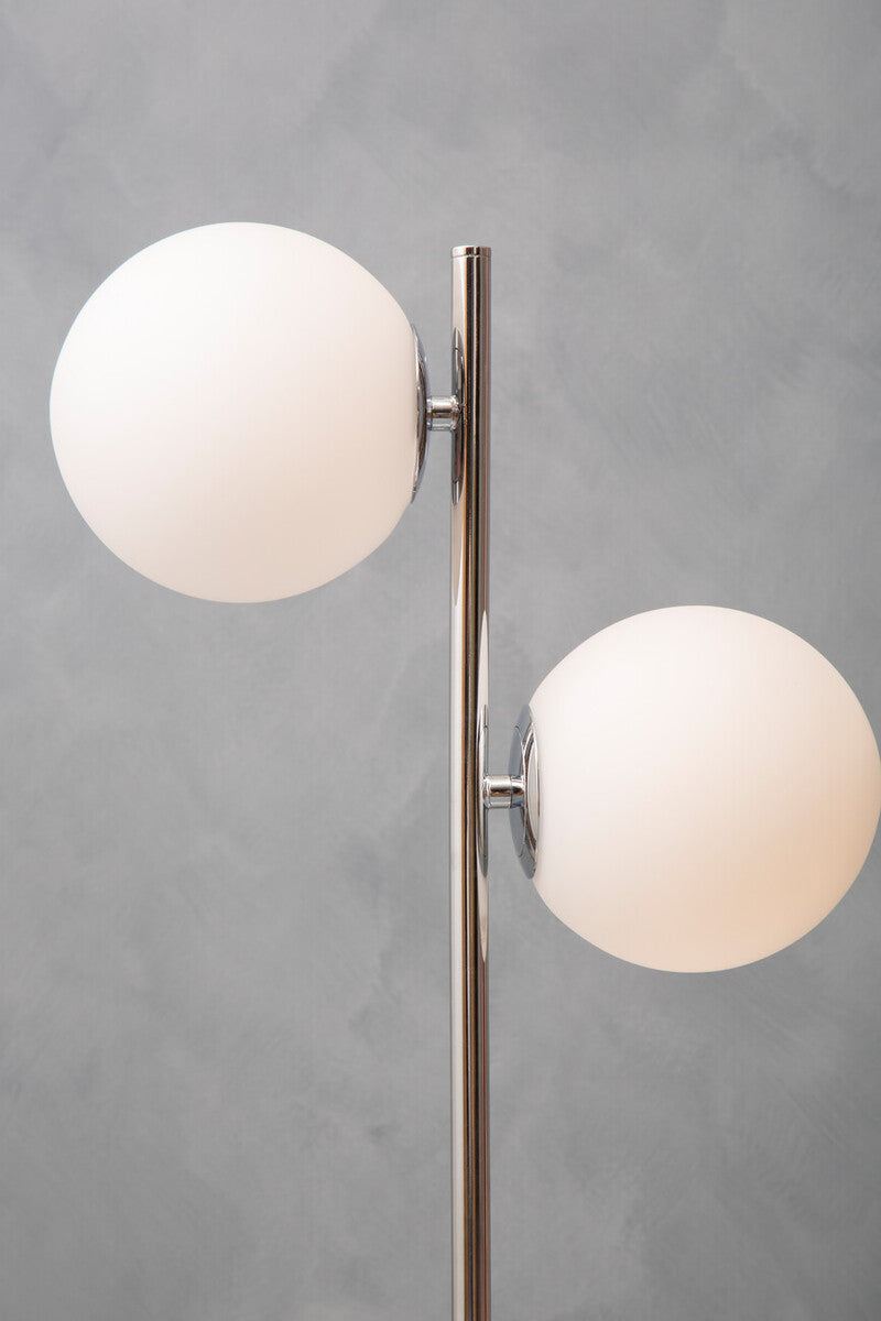 White Glass with Chrome Table Lamp