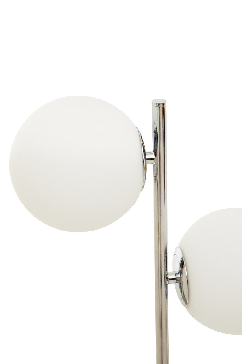 White Glass with Chrome Table Lamp