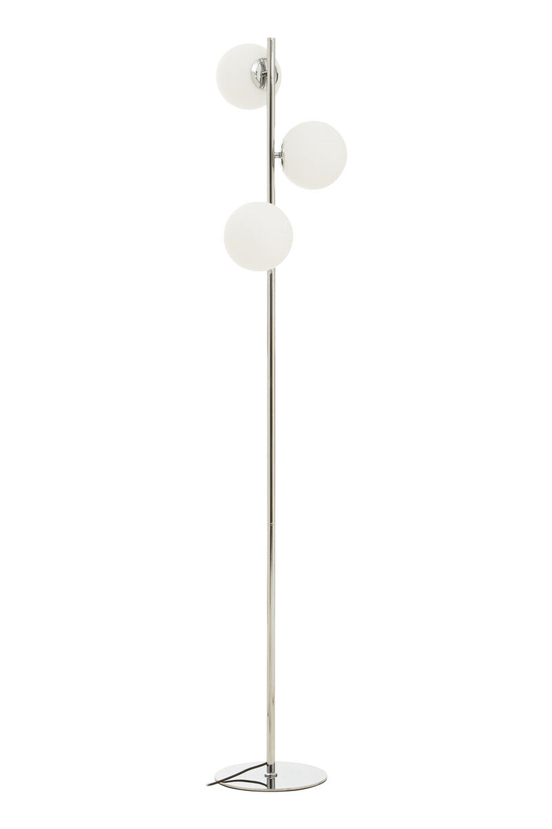 Chrome Finish and White Glass Floor Lamp
