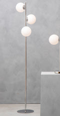Chrome Finish and White Glass Floor Lamp