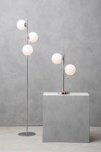 Chrome Finish and White Glass Floor Lamp