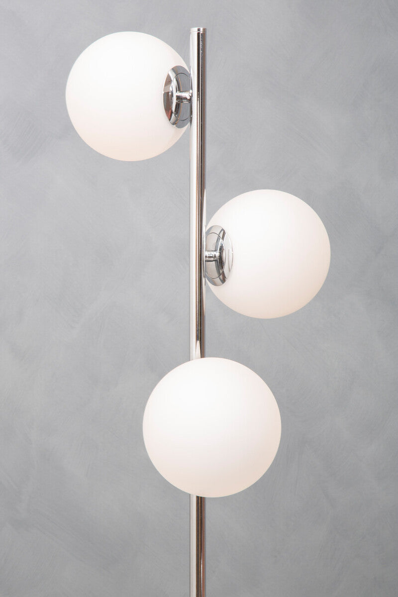 Chrome Finish and White Glass Floor Lamp