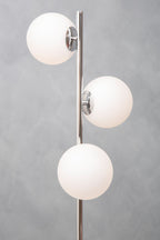 Chrome Finish and White Glass Floor Lamp