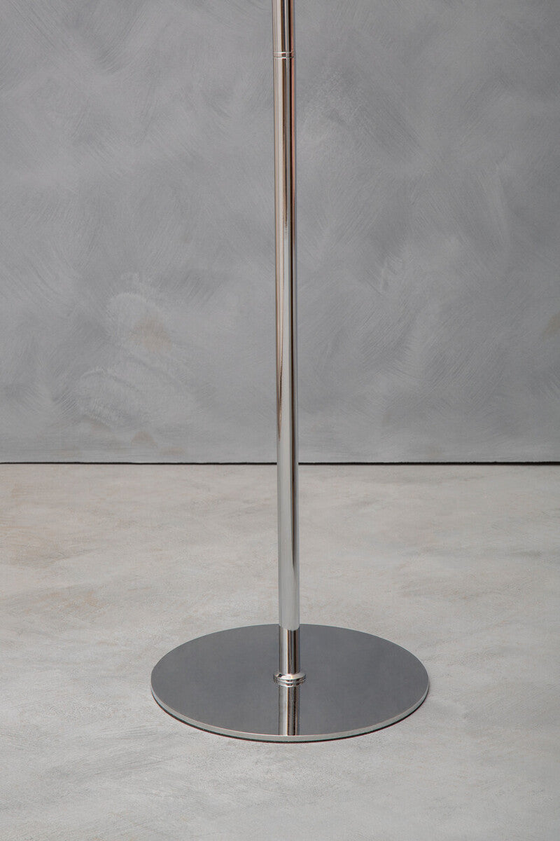 Chrome Finish and White Glass Floor Lamp