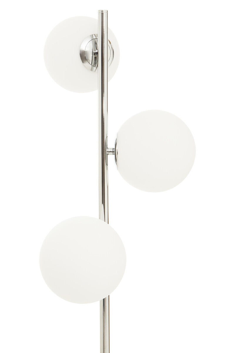 Chrome Finish and White Glass Floor Lamp