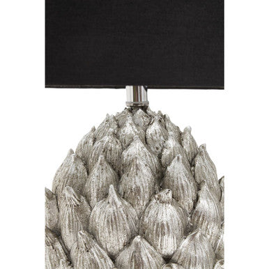 Silver Artichoke Table Lamp with Black Shade