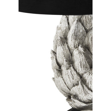 Silver Artichoke Table Lamp with Black Shade