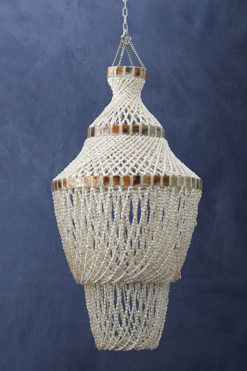 Natural White and Amber Shell Pendant Shade