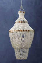 Natural White and Amber Shell Pendant Shade