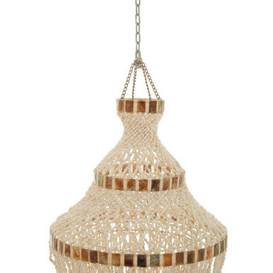 Natural White and Amber Shell Pendant Shade