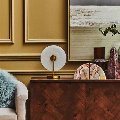 White Marble and Gold Finish Table Lamp