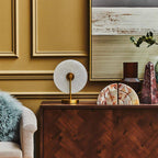 White Marble and Gold Finish Table Lamp