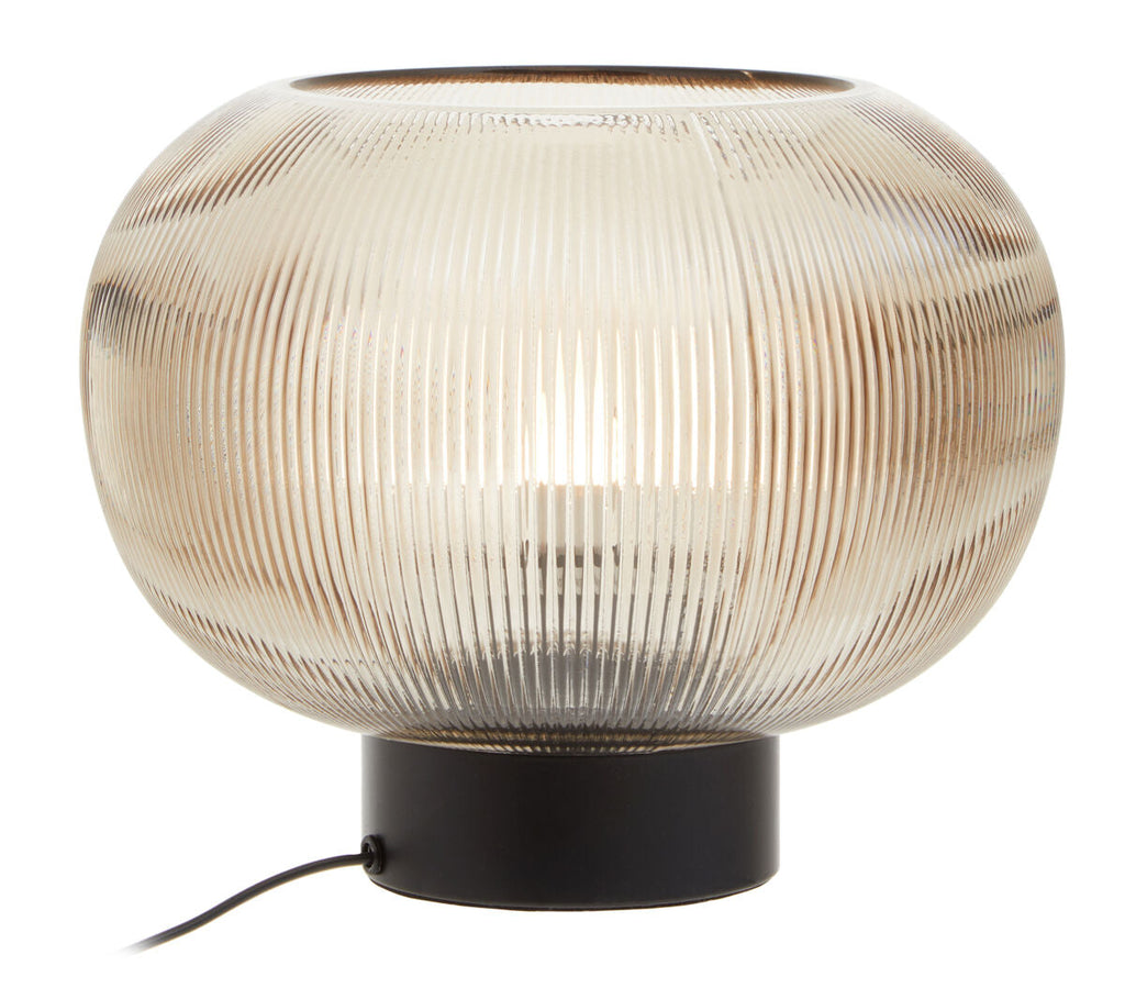 Large Ribbed Smoked Glass Table Lamp