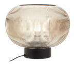 Large Ribbed Smoked Glass Table Lamp