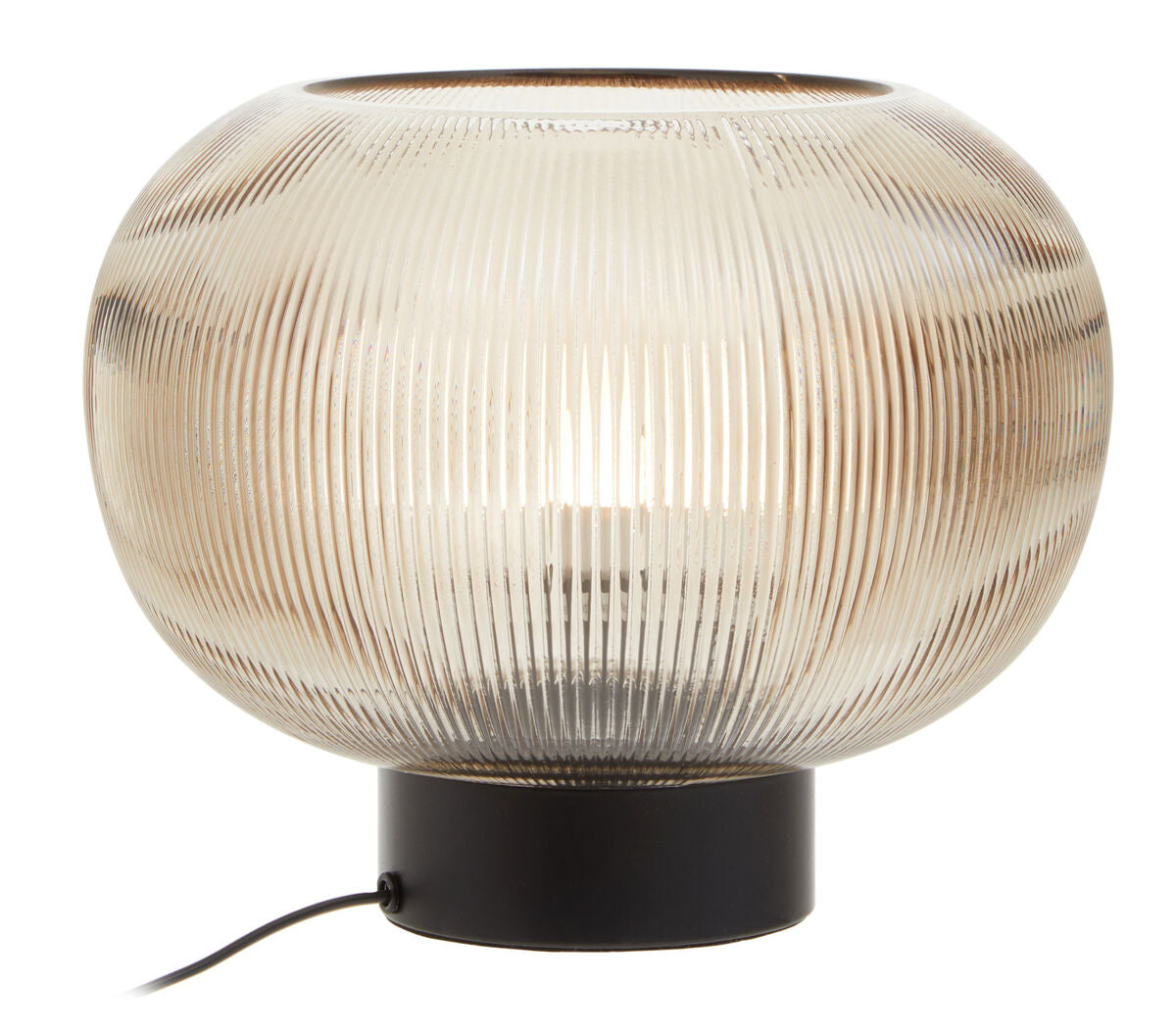 Large Ribbed Smoked Glass Table Lamp