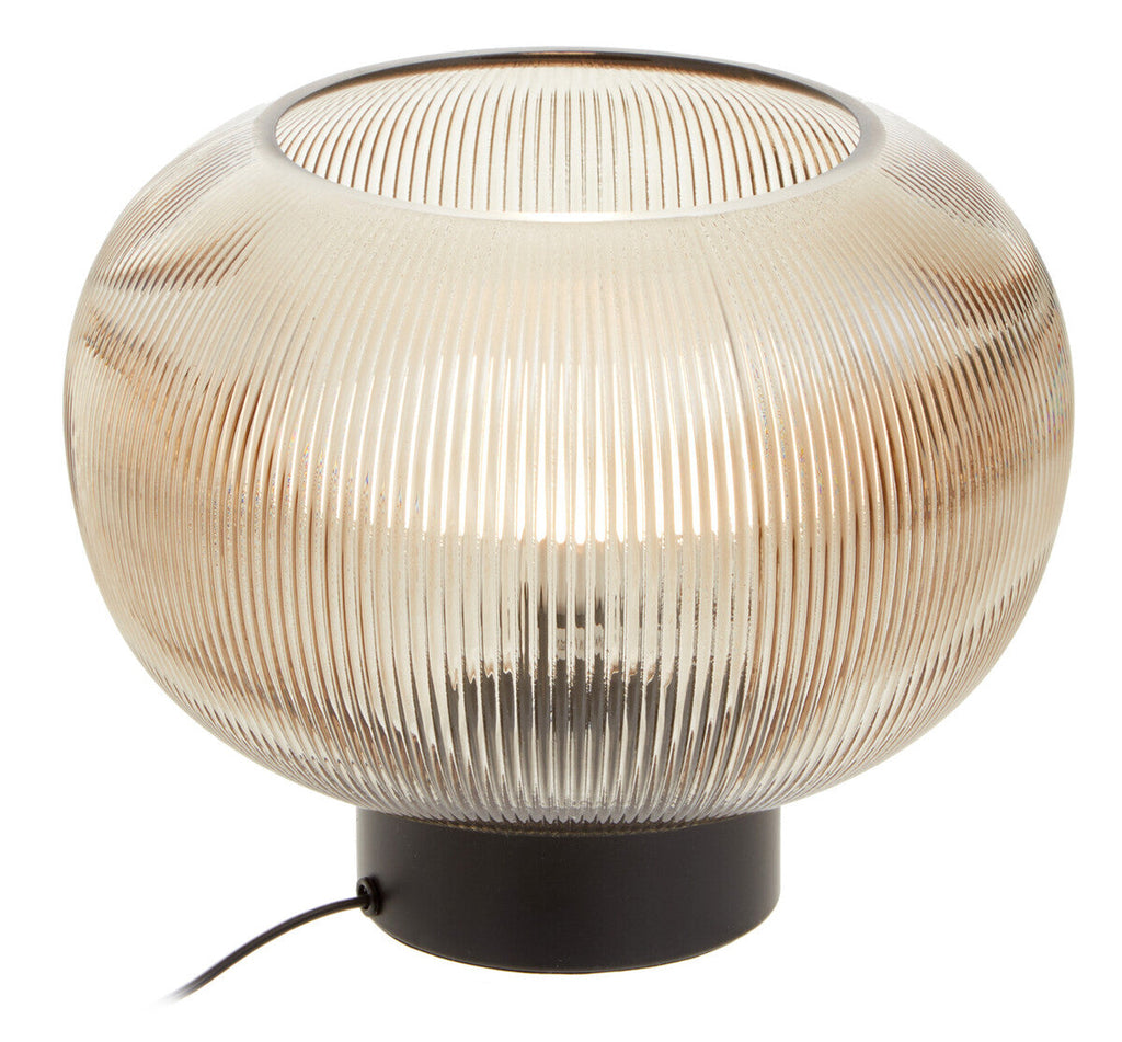 Large Ribbed Smoked Glass Table Lamp