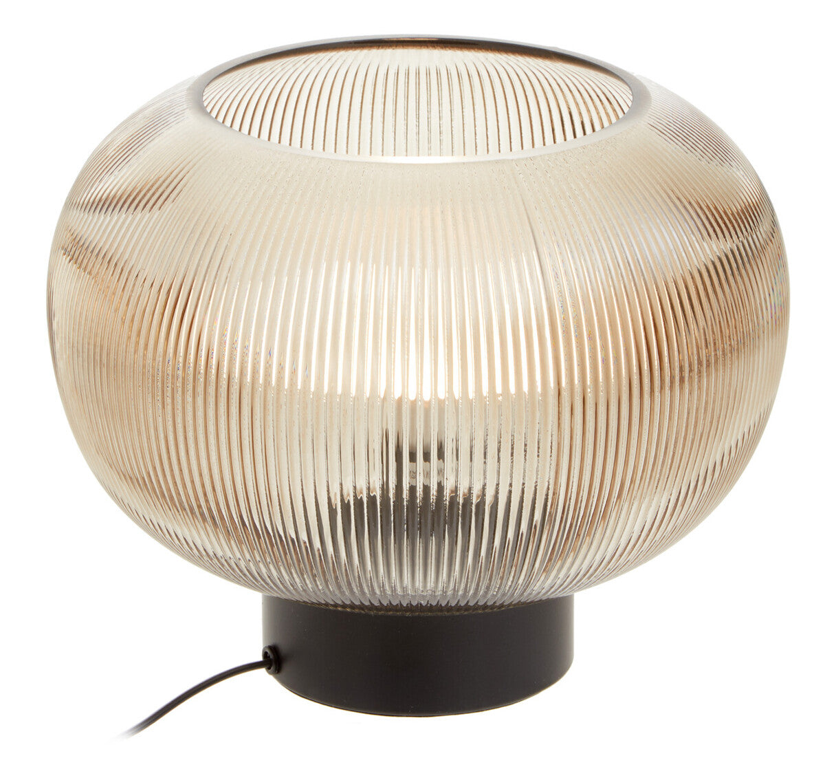 Large Ribbed Smoked Glass Table Lamp