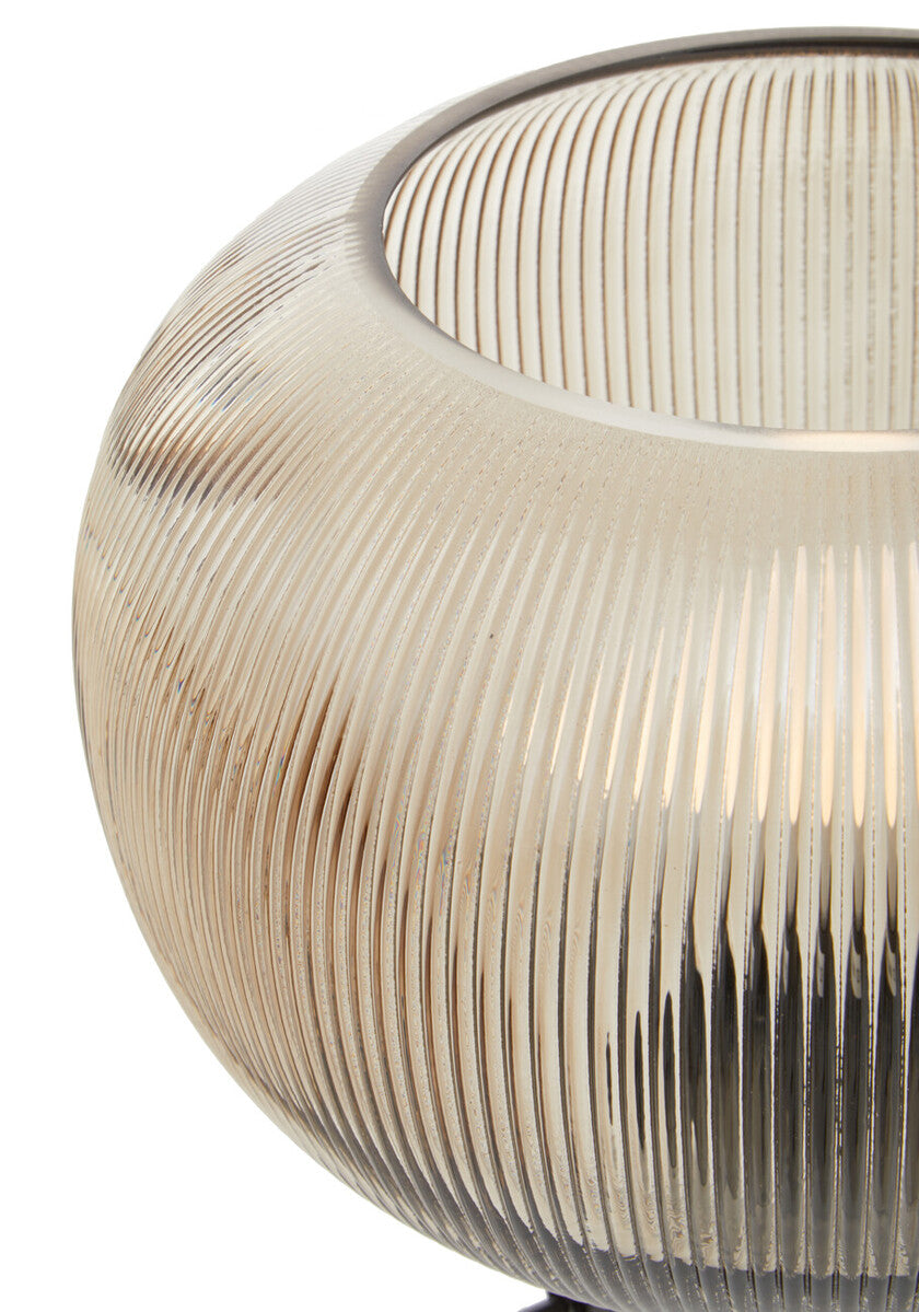 Large Ribbed Smoked Glass Table Lamp