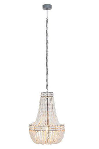 Antique White Wooden Beads Chandelier