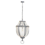 Antique White Wooden Beads and Grey Pendant Light