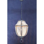 Antique White Wooden Beads and Grey Pendant Light