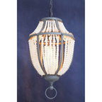 Antique White Wooden Beads and Grey Pendant Light