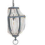 Antique White Wooden Beads and Grey Pendant Light
