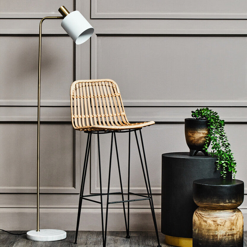 White Marble and Gold Floor Lamp