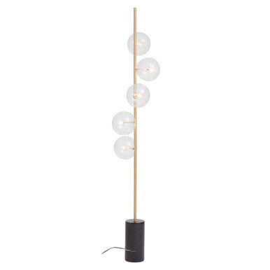 Black Marble 5-Bulb Floor Lamp with Brushed Brass Finish