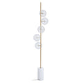 White Marble 5-Bulb Floor Lamp with Brushed Brass Finish