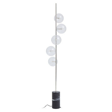 Black Marble 5-Bulb Floor Lamp with Nickel Finish