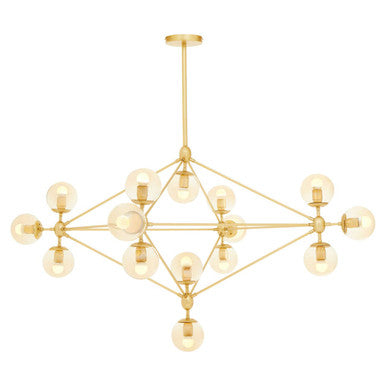 Gold Finish and Glass 15-Bulb Statement Pendant Light