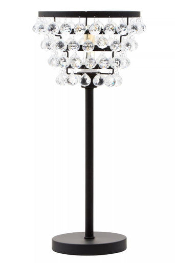 Clear Crystal Table Lamp with Black Metal